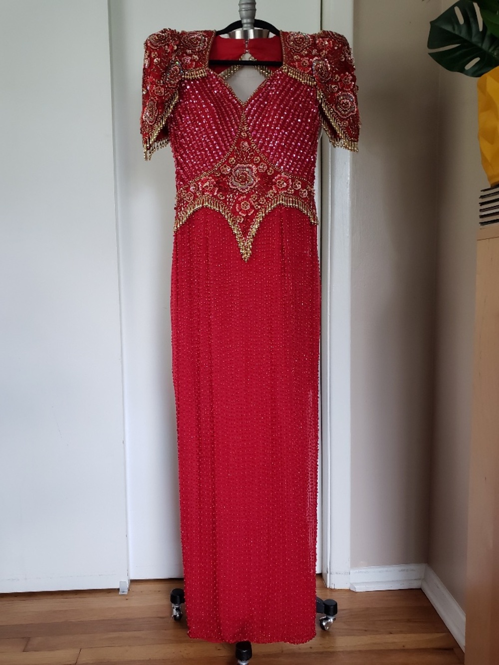 VINTAGE Glam Beaded Silk Dress Size 8